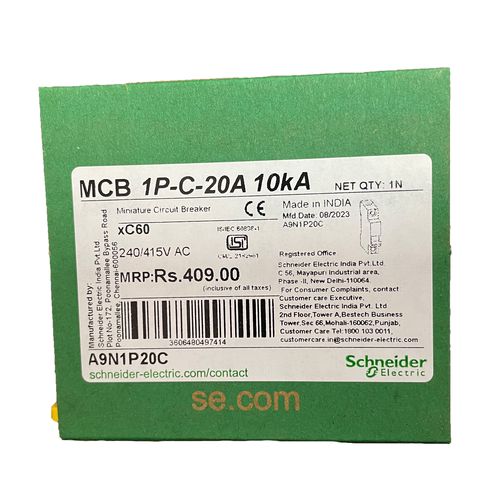 Автоматический выключатель Schneider Electric Acti9 MBC xC60 1Р 20А тип С Автоматический выключатель Schneider Electric Acti9 MBC xC60 1Р 20А тип С