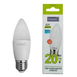 Лампа светодиодная свеча General Lighting Systems E27 20W 6500K 220V
