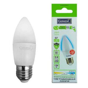 Лампа светодиодная свеча General Lighting Systems E27 15W 6500K 220V