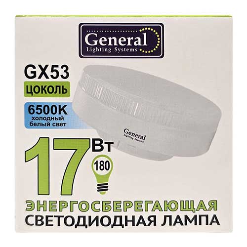 м Светодиодная лампа General Lighting Systems GX53 17W 230V 6500K матовая