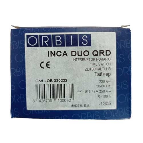 Таймер суточный ORBIS INCA DUO QRD с запасом хода с перекидными контактами 16А Таймер суточный ORBIS INCA DUO QRD с запасом хода с перекидными контактами 16А