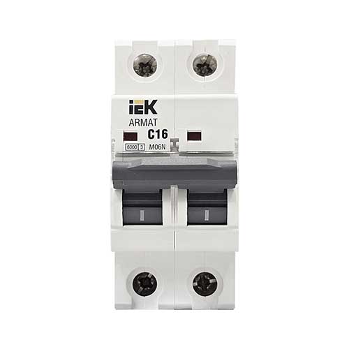 Автоматический выключатель IEK ARMAT 2P 16A тип С 6 кА Автоматический выключатель IEK ARMAT 2P 16A тип С 6 кА