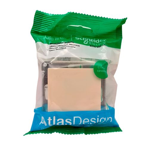 Выключатель Systeme Electric AtlasDesign 1-клавишный механизм бежевый ATN000211 Выключатель Systeme Electric AtlasDesign 1-клавишный механизм бежевый ATN000211