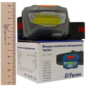 Фонарь светодиодный налобный FERON TH2301 3 Вт 120 Лм 1COB USB IP44