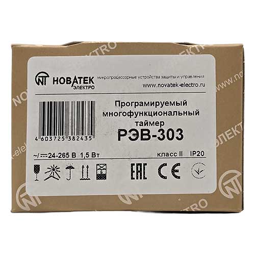 Таймер цифровой НовАтек-Электро РЭВ-303 16А 1NO-NC 24–265В Таймер цифровой НовАтек-Электро РЭВ-303 16А 1NO-NC 24–265В