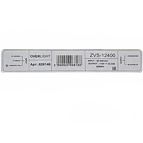Блок питания герметичный OVERLIGHT ZVS-400 SLIM 12V 400W 33А IP67 Блок питания герметичный OVERLIGHT ZVS-400 SLIM 12V 400W 33А IP67