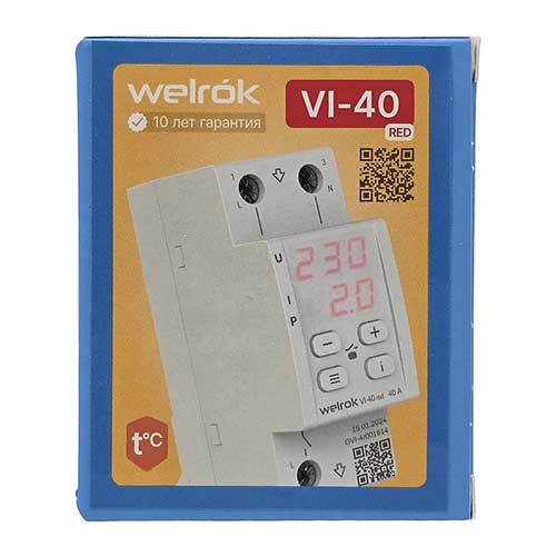 Реле напряжения Welrok c контролем тока VI-40 red Реле напряжения Welrok c контролем тока VI-40 red