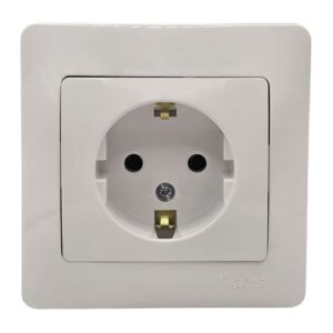 Розетка Systeme Electric Glossa с заземлением 16А в сборе с рамкой белая GSL000142