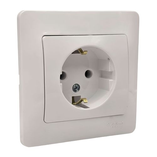 Розетка Systeme Electric Glossa с заземлением 16А в сборе с рамкой белая GSL000142 Розетка Systeme Electric Glossa с заземлением 16А в сборе с рамкой белая GSL000142