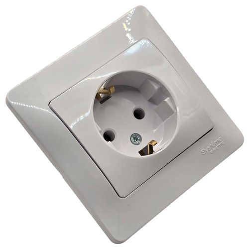 Розетка Systeme Electric Glossa с заземлением 16А в сборе с рамкой белая GSL000142 Розетка Systeme Electric Glossa с заземлением 16А в сборе с рамкой белая GSL000142
