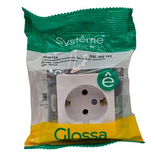 Розетка Systeme Electric Glossa с заземлением 16А механизм белая GSL000143 Розетка Systeme Electric Glossa с заземлением 16А механизм белая GSL000143