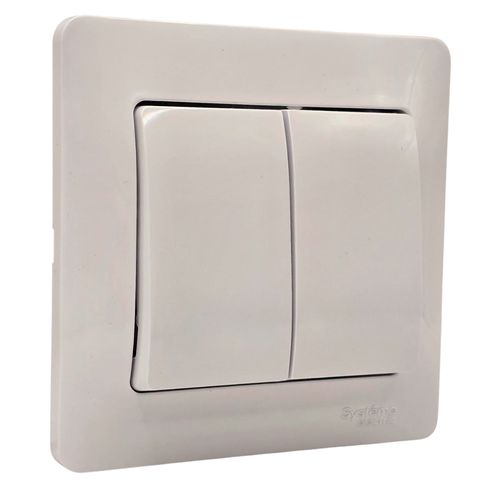 Выключатель Systeme Electric Glossa 2-клавишный в сборе с рамкой белый GSL000152 Выключатель Systeme Electric Glossa 2-клавишный в сборе с рамкой белый GSL000152