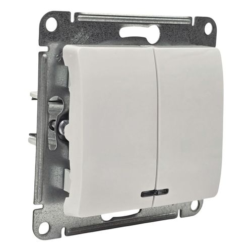 Выключатель Systeme Electric Glossa двухклавишный с подсветкой механизм белый GSL000153 Выключатель Systeme Electric Glossa двухклавишный с подсветкой механизм белый GSL000153