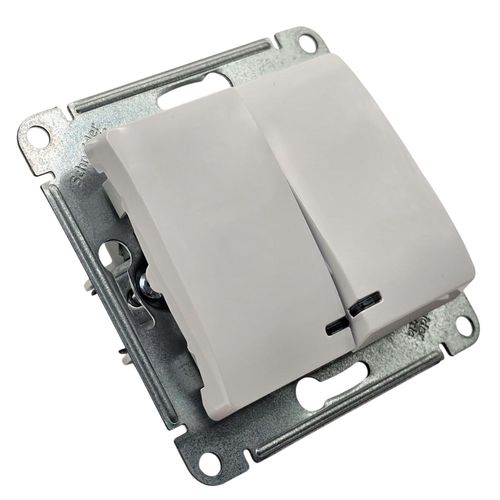 Выключатель Systeme Electric Glossa двухклавишный с подсветкой механизм белый GSL000153 Выключатель Systeme Electric Glossa двухклавишный с подсветкой механизм белый GSL000153