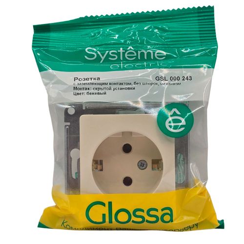 Розетка Systeme Electric Glossa с заземлением 16А механизм бежевая GSL000243 Розетка Systeme Electric Glossa с заземлением 16А механизм бежевая GSL000243
