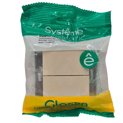 Выключатель Systeme Electric Glossa 2-клавишный механизм бежевый GSL000251 Выключатель Systeme Electric Glossa 2-клавишный механизм бежевый GSL000251