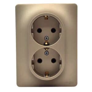 Розетка Systeme Electric Glossa двойная с заземлением титан GSL000424