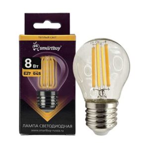 Лампа светодиодная Smartbuy FIL G45 шар прозрачный 8 Вт 230В 2700К E27