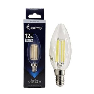 Лампа светодиодная Smartbuy FIL C37 свеча прозрачная 12 Вт 230В 4000К E14