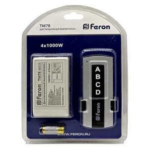 Выключатель дистанционный Feron TM78 230V 1000W 4-х канальный 30 м с пультом управления