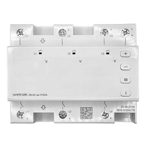 Реле напряжения трехфазное Welrok D6-63 red Реле напряжения трехфазное Welrok D6-63 red